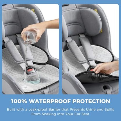 Potty Training Car Seat Protector, 2 Pack Waterproof Piddle Pads Carseat, 100% Leak-Proof Machine Washable Car Seat Liner, Non-Slip Crash-Test Approved Cover for Toddlers (Gray) - color: Gray
