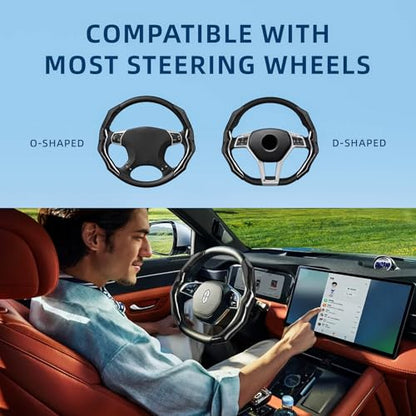 Carbon Fiber Steering Wheel Cover with Anti-Slip Lining and Segmented Design 2pcs Universal Steering Wheel Protector for Men and Women, Car Interior Accessory (Black)