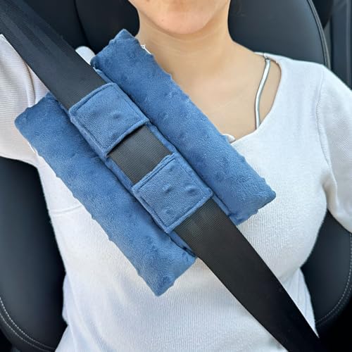 Chemo Port Pillows for Patients Seatbelt, Chemo Port Protector Pacemaker Seat Belt Cushion, Chemotherapy Must Haves Chemo Gifts Men Women Cancer, Minky Dot Denim Blue - color: 3 Row-minky Dot Denim Blue