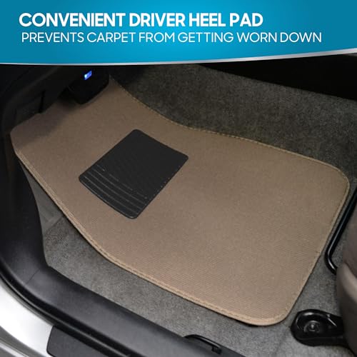 Beige Heavy Duty Front & Rear Carpet Floor Mats Universal Liners for Car SUV Van & Truck, All Weather Protection with Anti-Slip Nibs, Fit Contours of Most Vehicles - color: 100-MB