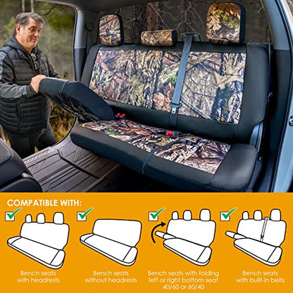 Mossy Oak Camo Truck Bench Seat Cover Fits All Full-Size Silverado F-150 Ram Sierra Titan Tundra Pickup Trucks; Folding Bench or Standard Bench Seats; 70% Polyester, 30% Polyurethane - color: Truck Rear Cover Camo