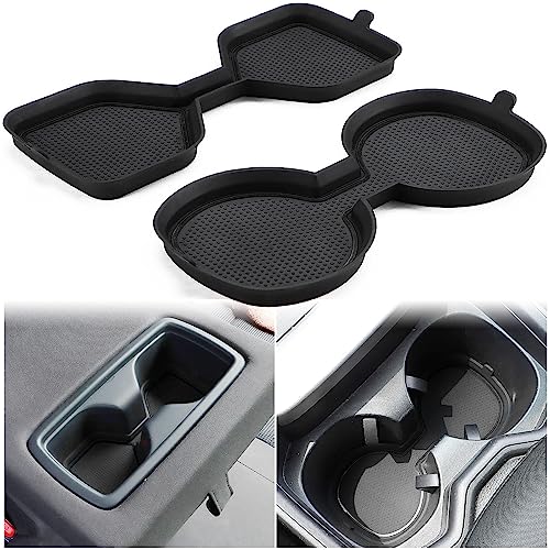 Auovo 3D Cup Holder Inserts for Toyota RAV4 Accessories 2025 2024 2023 2022 2021 2020 2019 Silicone Center Console Cup Holder Coaster Liner Mat Pad Interior Trims (Black, 2pcs kit) - color: Black, size: 2PCS