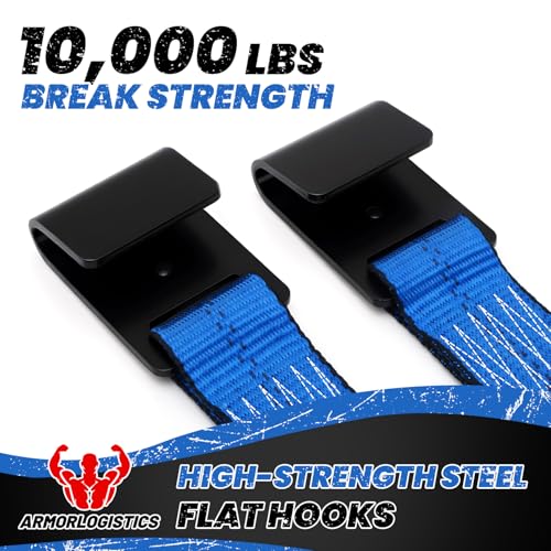 Tow Dolly Basket Straps with Flat Hook, 2 Pack Tow Dolly Straps, Fits 14"-17" Tires Wheels, Breaking Strength 10000 lbs, 2" Over Wheel Car Basket Tie Down Strap with Carrying Bag, Blue - color: Blue