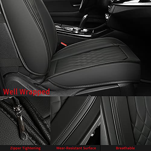 Car Seat Covers 2 PCS Front Seats, Waterproof Napa Leather Automotive Seat Protector for Cars SUV Truck Sedan, Universal Anti-Slip Car Seat Cushion Interior Accessories, Black