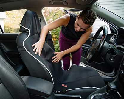 Gorla Gear Black Premium Universal Fit Waterproof Stain Resistant Car Seat Cover Neoprene Non-Slip Bucket Seat Dog Sweat Proof Protector Save Your Leather Cloth Seats Van Truck SUV Auto Sedan - color: Black