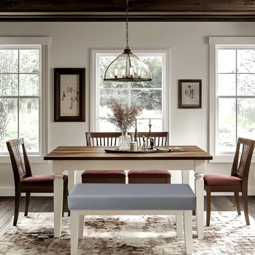 FUANGUI PU Waterproof Bench Cover, Stretch Dining Bench Cover for bedrooms, Living Rooms, Kitchens, Protector Chair Bench Piano Bench Seat Covers Stool Slipcover Removable, Washable - Grey - color: Pu Grey