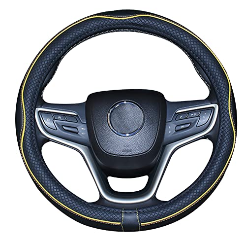 Mayco Bell Large Size Steering Wheel Cover Anti-Slip,Safety,Soft,Breathable,Durable,Full Surround,Comfortable Grip Microfiber Leather (15.5-16 inch, Black Yellow) - color: Black Yellow, size: 15.25''-16''