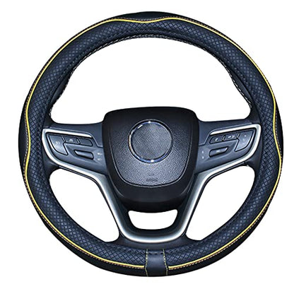 Mayco Bell Large Size Steering Wheel Cover Anti-Slip,Safety,Soft,Breathable,Durable,Full Surround,Comfortable Grip Microfiber Leather (15.5-16 inch, Black Yellow) - color: Black Yellow, size: 15.25''-16''