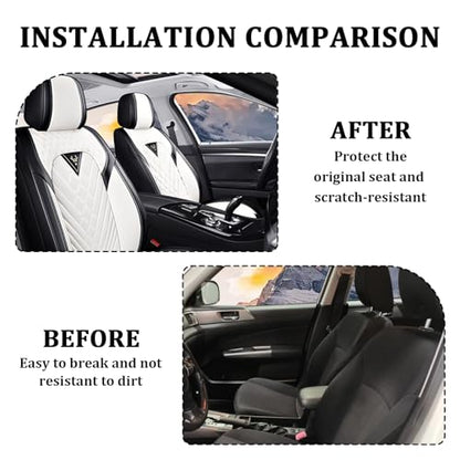 Car Seat Covers Full Set for KIA Sportage 2002-2026, Waterproof Nappa Leather Car Seat Cover, Full Coverage Car Seat Covers Sets(5 Seats/Black White)