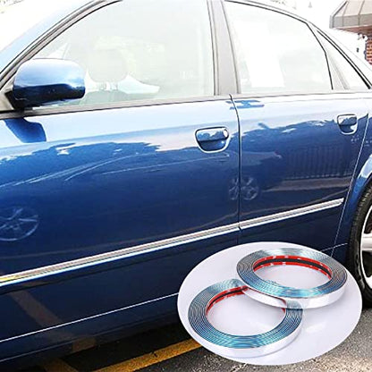 16Ft Chrome Silver Automotive Car Exterior and Interior Molding Trim Universal Bumper Window Door Body Side Decorative Strip Scratch-Proof (5/16 inch (8mm)) - size: Width:5/16inch(8mm)