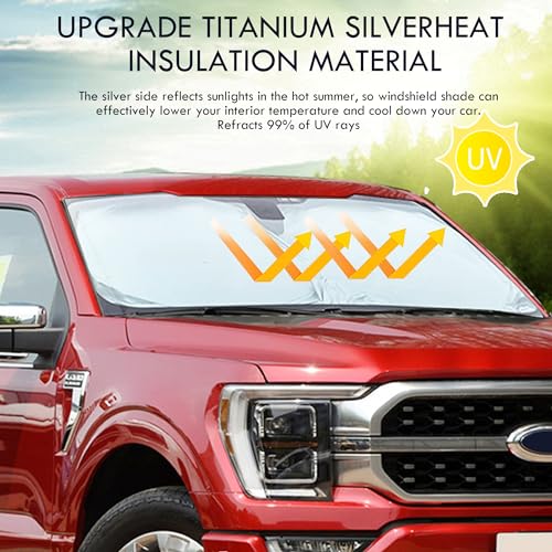 Windshield Sun Shade for Cadillac SRX 2010-2025 & Lincoln MKC 2015-2019 / MKX 2007-2018, Front Windshield Sunshade with Full Coverage Reflective Polyester Material Blocks Heat & Sunlight - size: for Lincoln MKC 2015 - 2019, MKX 2007-2018