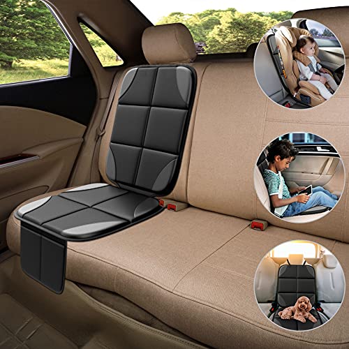 Car Seat Protector MHO+All 2 Pack Auto for Child Baby Car Seats - Large CarSeat Sit Savers Mat with Waterproof 600D Fabric & 2 Storage Pockets, Crash Test Approved