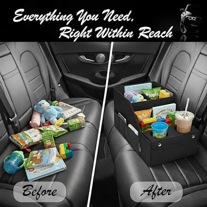 Global Cart Back Seat Car Organizer with 11 Storage Compartments and 2 Cup Holders - Car Seat Organizer for Kids, Travelling, Camping & Household Stuff