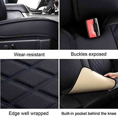 2PCS Front Seat Covers,Waterproof Car Seat Cover Blue Vehicle Cushion Cover Breathable Fit for Most Sedan, Truck and SUV (Black and Blue,2PCS) - color: Black Blue, size: 2PCS Front