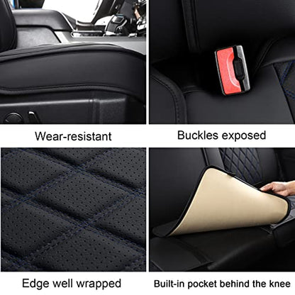 2PCS Front Seat Covers,Waterproof Car Seat Cover Blue Vehicle Cushion Cover Breathable Fit for Most Sedan, Truck and SUV (Black and Blue,2PCS) - color: Black Blue, size: 2PCS Front