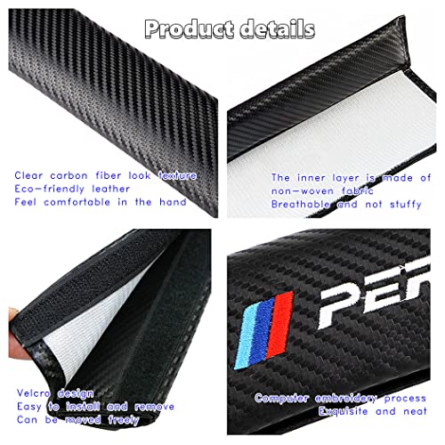 Car M 3 Color Performance Letters seat Belt Cover Carbon Fiber Texture Car seat Belt Shoulder Pad Cover Soft and Comfortable Suitable for Any Car Model