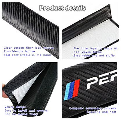 Car M 3 Color Performance Letters seat Belt Cover Carbon Fiber Texture Car seat Belt Shoulder Pad Cover Soft and Comfortable Suitable for Any Car Model