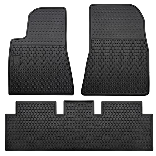 Car Floor Mats Custom Fit for Tesla Model 3 2017-2023 Full Black Rubber Auto Liner Mats All Weather Protection Heavy Duty Odorless - color: All Black, size: 2017-2023 Tesla Model 3