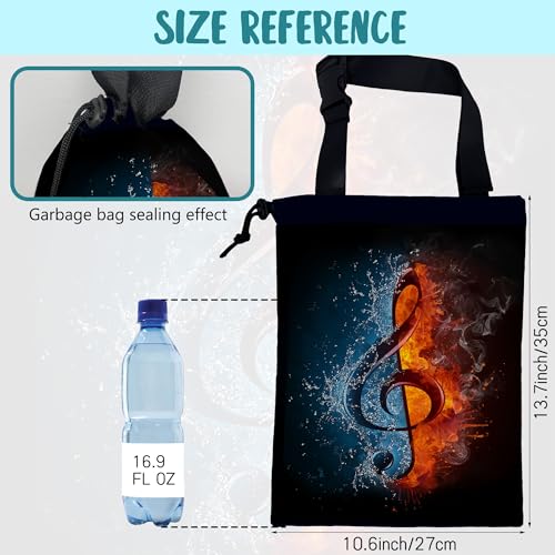 Car Trash Bag Music Note in Fire and Water Leak-Proof Waterproof Car Garbage Bag with Drawstring Foldable Canvas Trash Bin with Adjustable Buckle for Car Accessories, Travelling, Camping - color: Music Note in Fire and Water