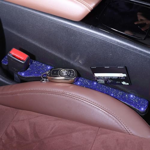 Briwill Bling Blue Car Seat Gap Filler 2 Pack Handmade Crystal Rhinestone Diamond Blue Gap Filler for Car SUV Truck Blue Bling Car Accessories for Women(Blue) - color: K-Dark blue