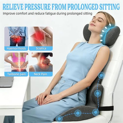 3-in-1 Memory Foam Seat Cushion & Headrest Pillow with Lumbar Support L-Shaped Ergonomic Driver Seat Cushions Design for Sciatica and Tailbone Pain Relief Comfort for Car,Truck,Chair - size: 19''x16.14''x13.18''