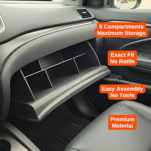 Vehicle OCD – Center Console Divider and Glove Box Organizer for Honda Pilot (2016-2022), Ridgeline (2017-2023), and Passport (2017-2023) – Made in USA – SLX516 - size: 2016-2023, style: Boxed Set