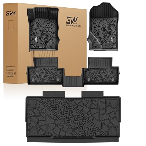 3W Floor Mats & Cargo Liner Fit for 2021-2025 2026 Ford Bronco 2 Door All Weather TPE Car Accessories Custom Fit Floor Liner and Full Set Car Mats (Not for Bronco Sport & Rubberized Floor) - size: 4.Bronco 2Dr 2021-2026 Floor Mats & Cargo Liner