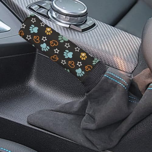 AFPANQZ Fashion Car Gear Shift Cover Set of 2 Pieces Universal Fit Most Vehicles SUVs Trucks Dog Paw Print Stretch-On Comfortable Grip Washable Comfortable Grip Swear Absorption - color: Dog Paw