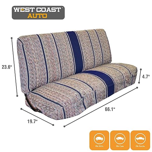 Universal Baja Saddle Blanket Bench Full Size Seat Cover Fits Ford, Chevrolet, Dodge, and Full Size Pickup Trucks (Blue) - color: Blue