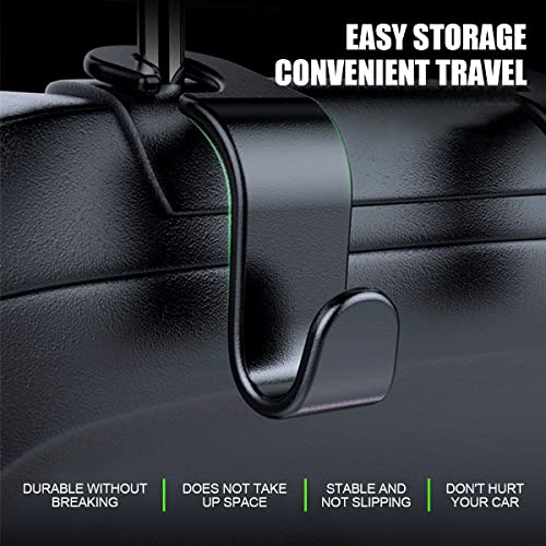 Car Back Seat Headrest Hooks, 4 Pack Black Stylish Back Seat Hanger for Car Handbag Clothes Coats Grocery Bags, Car Interior Accessories (Black2) - color: Black2