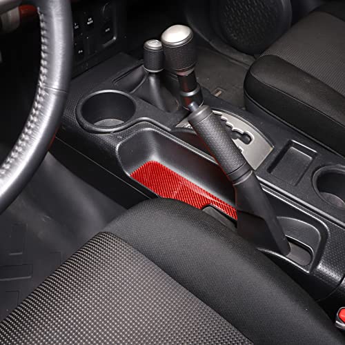Soft Carbon Fiber Handbrake Panel Trim Cover Compatible with Toyot@ FJ Cruiser 2007-2021, Center Console Emergency Brake Panel Protection Sticker Accessories (Red) - color: Red