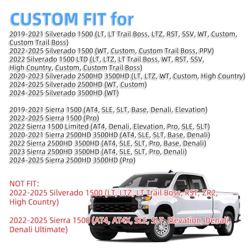 SKYLOTEC Dash Cover Mat Fit for 2019-2022 2023 2024 2025 Chevy Chevrolet Silverado 1500 2500HD 3500HD, 2019-2023 GMC Sierra 1500 2500HD 3500HD w/o Head Up Display No Speaker Cutout Dash Pad Protector - size: 2019-2025 Silverado/Sierra without HUD