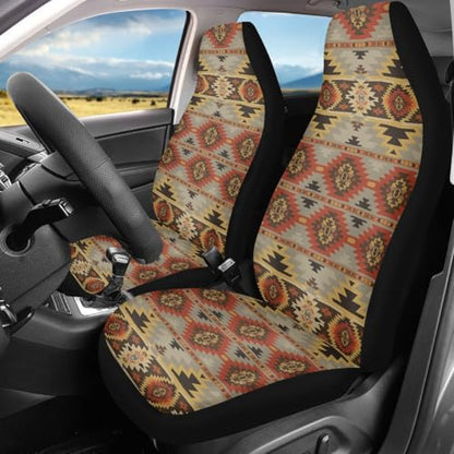 Pehede Car Seat Cover Tribal Abstract Geometric Ethnic Pattern Front for Cars, Easy to Install Cover Set, Accessories Auto Trucks Van SUV,2 Packs - color: Multi36