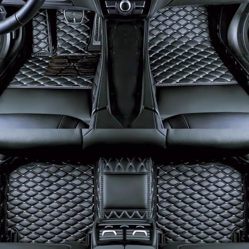 Custom Car Floor Mats Suitable for Cars, SUVs, Sports Cars, Trucks, car mats All-Weather Personalized, Fully Cover Luxury car Foot mats, Non-Slip Floor mats. (Black Beige) - color: Black Beige