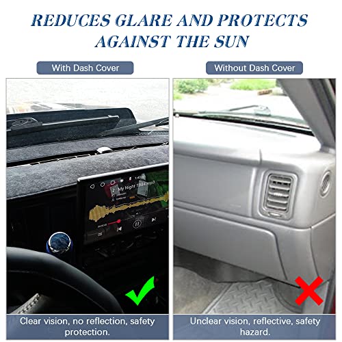 Dashboard Cover Mat Compatible with 1999-2006 Chevy Silverado/GMC Sierra,2000-2006 GMC Yukon XL/Chevy Tahoe Suburban Avalanche Dash Cover Mat Carpet Premium,Black - size: 1999-2006 Chevy and GMC