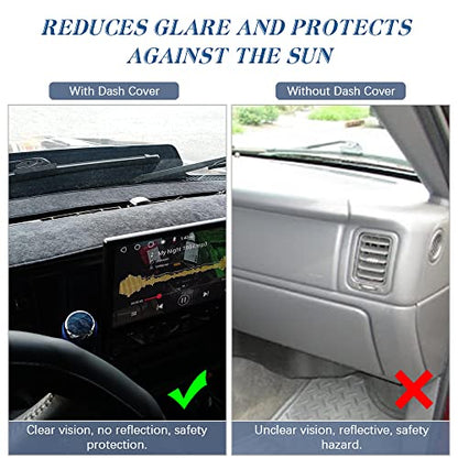 Dashboard Cover Mat Compatible with 1999-2006 Chevy Silverado/GMC Sierra,2000-2006 GMC Yukon XL/Chevy Tahoe Suburban Avalanche Dash Cover Mat Carpet Premium,Black - size: 1999-2006 Chevy and GMC