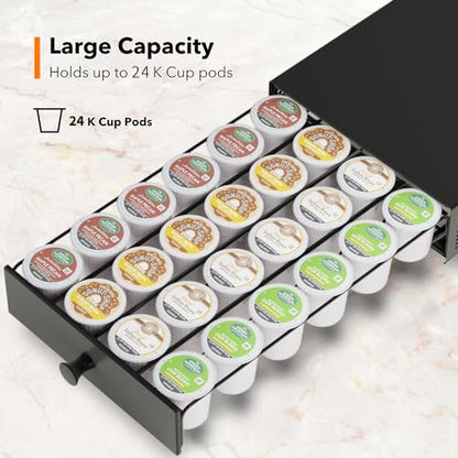 SICHEER K Cup Organization Storage Drawer Maker K Cup Holder Coffee Pod Organizer Stand Tray Counter Rack Countertop Maker Stand Capsules Compatible with Keurig Accessories Holds 24 Pods - size: 24 Pod Capacity