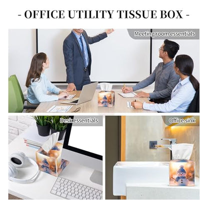 Cute Christmas Snowman Tissue Box Cover Square,Winter Christmas Snowman Tissue Box Holder Waterproof Leather Facial Paper Organizer Dispenser for Bathroom Home Car Nightstand Vanity Desk - color: Color-24
