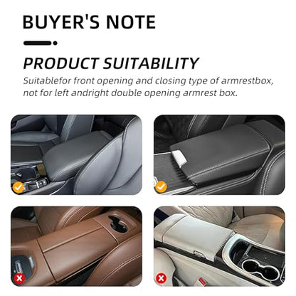 Waterproof Leather Car Center Console Pad with 2 Storage Bags, Auto Armrest Box Cover Protector, Comfortable Interior Accessories for Most Household Cars, Sedans & SUV (Cream)