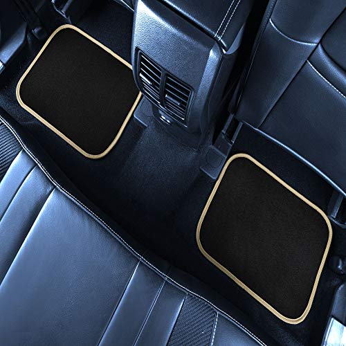 FH Group Color-Trimmed Non-Slip Carpet Car Floor Mats with Rubber Heel Pad – Universal Fit for Sedan, SUV & Truck – Full Set Beige/Black - color: BEIGE