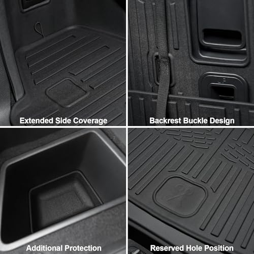 Cargo Mat for 2016-2025 Dodge Durango 6/7 Passenger Accessories, Full Coverage All Weather TPE Protector Cargo Mat with Backrest Mat Trunk Mat Cargo Liner for 2025 Durango RT Accessories