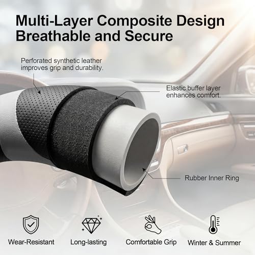 West Llama Customized Auto Car Steering Wheel Cover for Toyota Camry 2006-2026, Microfiber Leather, Anti-Slip, 14.5-15inch, Black + White - color: A-Black+White