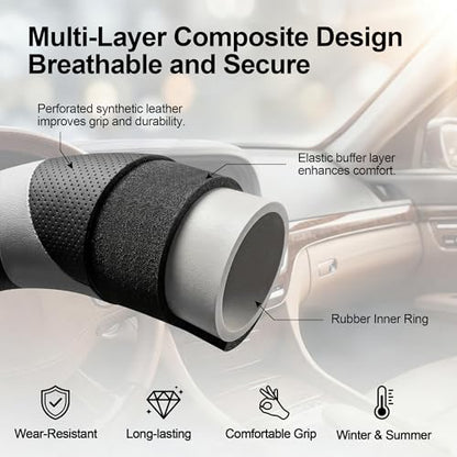 West Llama Customized Auto Car Steering Wheel Cover for Toyota Camry 2006-2026, Microfiber Leather, Anti-Slip, 14.5-15inch, Black + White - color: A-Black+White