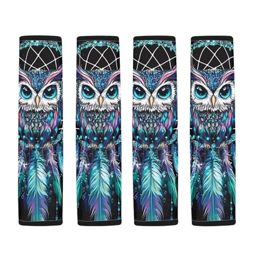 Dolyues Blue Car Seat Belt Pads Owl Pattern Seatbelt Cover for Women Custom Fit for Most Vehicle SUV Truck Sedan Shoulder Strap Padding 2 Piece Full Set - color: Blue Owl Pattern