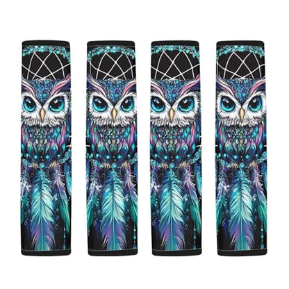Dolyues Blue Car Seat Belt Pads Owl Pattern Seatbelt Cover for Women Custom Fit for Most Vehicle SUV Truck Sedan Shoulder Strap Padding 2 Piece Full Set - color: Blue Owl Pattern
