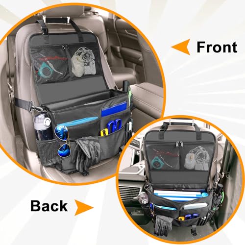 Car Front Seat Organizer, Patrol Bag Law Enforcement, Hanging Passenger Seat Car Organizer with 17 Inch Laptop Storage, Adjustable Strap Backseat Organizers for Truck Office, Police, Black