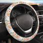 Retro Pigeon Flower Elastic Steering Wheel Cover Non-Slip Breathable Steering Wheel Protector Fit Auto, SUVs, Truck - color: Retro Pigeon Flower