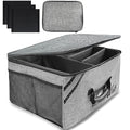 WOLT Car Trunk Organizer with Lid, Collapsible Multi Compartment SUV Organizer with Non-Slip Base Adjustable Straps - color: Gray
