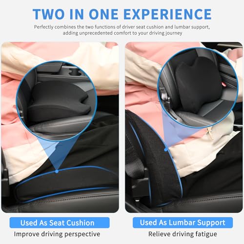Nilight Car Seat Cushion Black Mesh Memory Foam Wedge Breathable Comfortable for Daily Driving Working Sciatica and Tailbone Pain Relief Improves Drive Visibility - color: Black Mesh