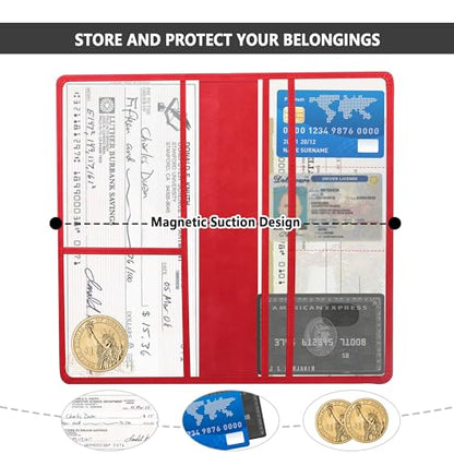 Car Registration and Insurance Holder,PU Leather Car Glove Box Organizer Car Document Holder for ID,Driver's License,Universal Car Organizer Car Accessories for Women/Men (Red)